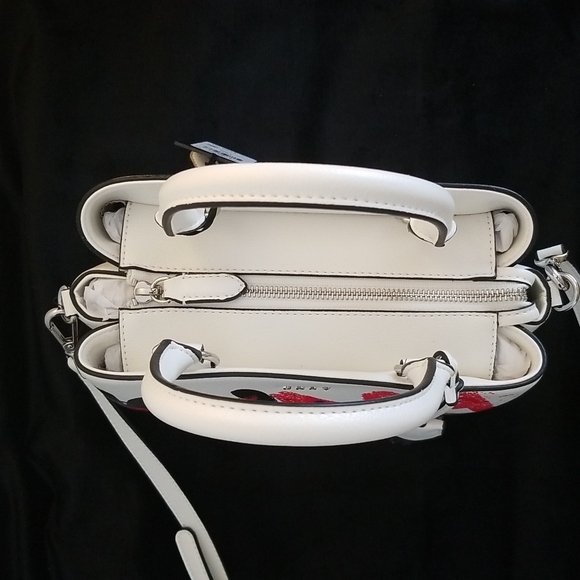SOLD DKNY| Vegan White Graffiti Satchel/Crossbody Paige Md - Picture 7 of 12